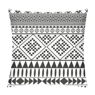 Personality  Aztec Ethnic Seamless Pattern, Tribal Black And White Color Background Pillow Covers