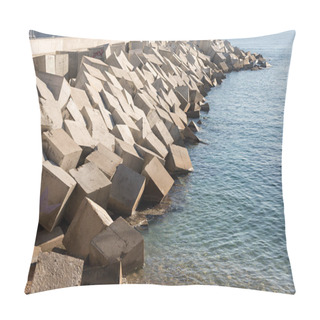 Personality  Guardians Of The Coastline: Capturing The Power And Beauty Of A Breakwater Pillow Covers