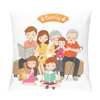 Personality  Happy Family Siting On Sofa And Floor Pillow Covers