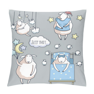 Personality  Cute Cartoon Sheep In Vector. Sleep Party Pillow Covers