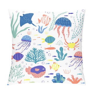 Personality  Underwater Creatures  Fish, Jellyfish, Crab, Clownfish, Seaplant Pillow Covers