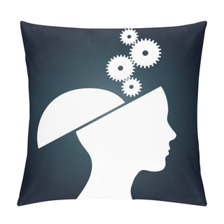 Personality  Human Head With Gears. Conceptual Image Pillow Covers