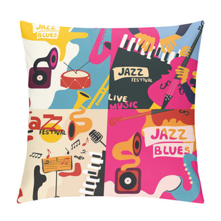 Personality  Vector Illustration Design Of Abstract Doodle Background With Music Instruments  Pillow Covers
