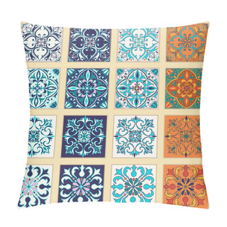 Personality  Vector Set Of Portuguese Tiles. Beautiful Colored Patterns For Design And Fashion Pillow Covers