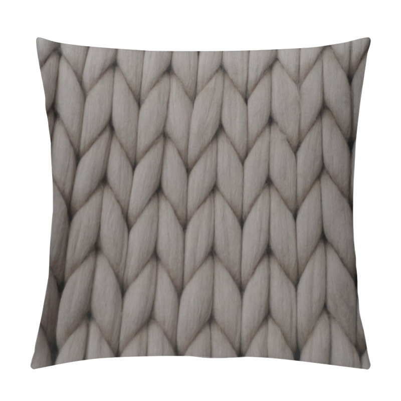 Personality  Beige knitted background. Woolen fabric with pattern of braids. pillow covers