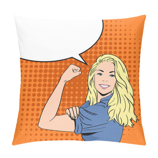 Personality Blonde Woman We Can Do It Chat Bubble Smile Pop Art Pillow Covers