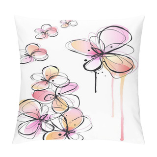 Personality  Abstract Watercolor Flowers, Vector Pillow Covers