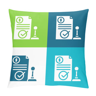 Personality  Approved Flat Four Color Minimal Icon Set Pillow Covers