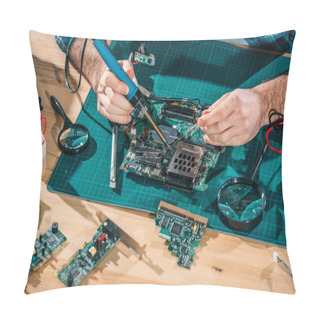 Personality  Close-up View Of Engineer Soldering Pc Parts Pillow Covers