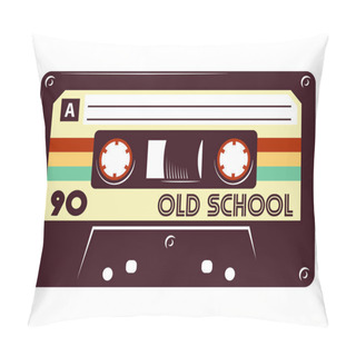 Personality  Cassette Tape Retro Vintage Mixtape Vector Illustration On Isolated White Background. Pillow Covers