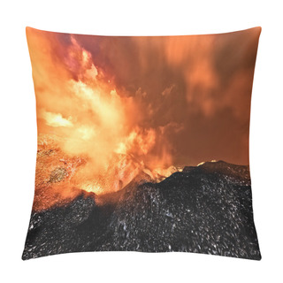 Personality  Volcanic Eruption On Island Pillow Covers