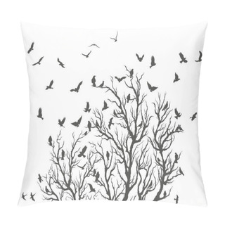 Personality  Figure Flock Of Flying Birds On Tree Branch Pillow Covers