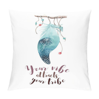 Personality Isolated Watercolor Decoration Bohemian Dreamcatcher. Boho Feath Pillow Covers