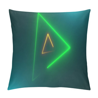 Personality  Many Neon Triangles In Space, Abstract Computer Generated Backdrop, 3D Render Pillow Covers