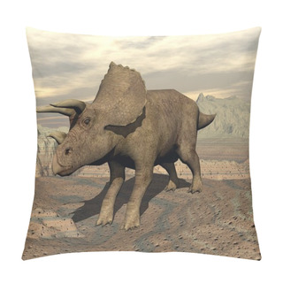 Personality  Tricera Dinosaur Standing - 3D Render Pillow Covers