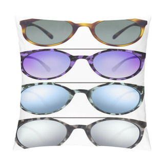 Personality  Sunglasses Isolated On White Background In Various Colors Pillow Covers