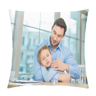 Personality  Man Holding His Sleeping Daughter Pillow Covers