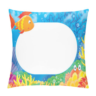 Personality  Frame With An Orange Marine Fish, Colorful Corals And A Crab. Pillow Covers