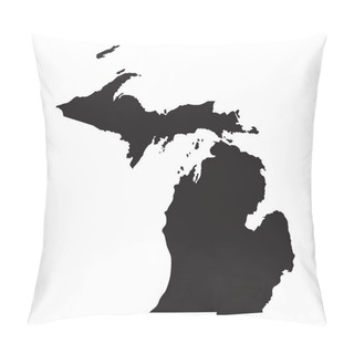 Personality  Black Map Of Michigan Pillow Covers