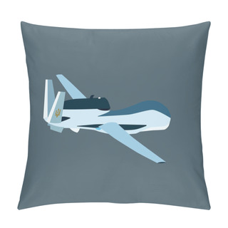 Personality  Illustration Of Defense Military Airplane With Ukrainian Trident Symbol Isolated On Grey Pillow Covers
