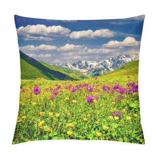 Personality  Beautiful View Of Alpine Meadows In The Mountains.  Pillow Covers