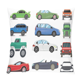Personality  Car Icon Set Thin Line Icons Exclusive Icons Set Of Modern Car Silhouettes.image Of Unused Car Tires Car Icon Set White SUV Vector Template Cars And Trucks Pillow Covers