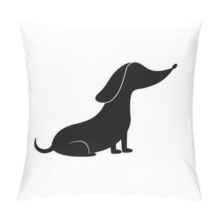 Personality  Cartoon Sausage Dog Silhouette - Pet Dachshund Sitting In Obedient Pose. Pillow Covers