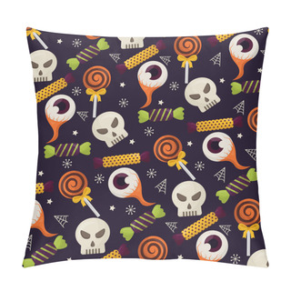 Personality  Happy Halloween Celebration Day Skulls Candys Lollipops Eyes Sweet Vector Illustration Pillow Covers