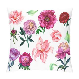 Personality  Flower Peony. Hand Painted Watercolor. A Set Of Flowers. The Foundation Pillow Covers