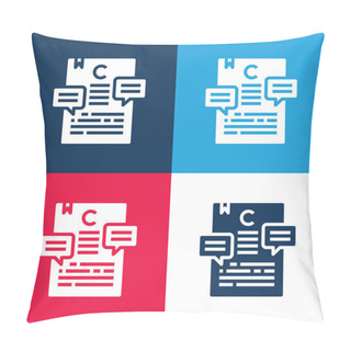 Personality  Article Blue And Red Four Color Minimal Icon Set Pillow Covers