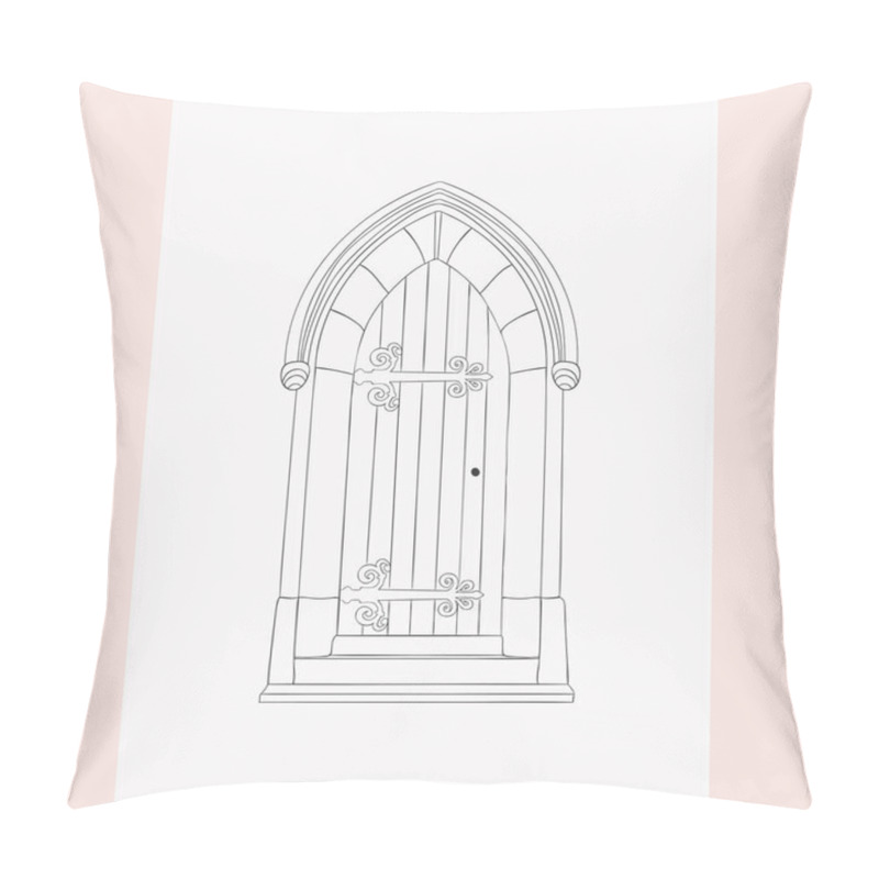 Personality  Gothic Gate. Hand Drawn Sketch Vintage Doors. Pillow Covers