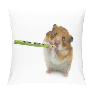 Personality  Hamster Plays Sopilke Isolated On White Background Pillow Covers