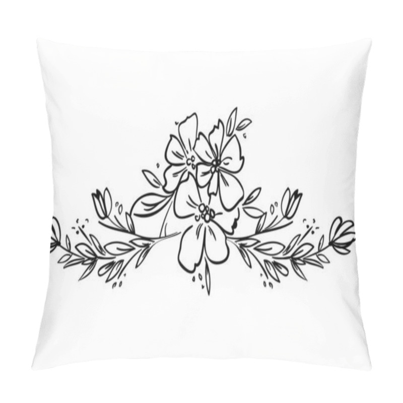 Personality  Vector hand drawn flat design simple flower outline on white pillow covers