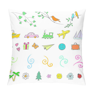 Personality  Fun, Summer, Spring, Travel, Illustration, Vector Set Icon Pillow Covers