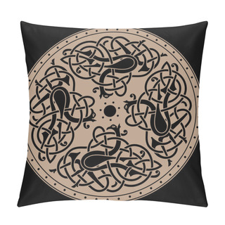 Personality  Ancient Celtic Mythological Symbol Of Bird. Celtic Knot Ornament, Isolated On Black, Vector Illustration Pillow Covers