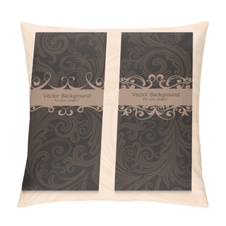 Personality  Premium Royal Vintage Victorian Set Of Templates Dark Brown Floral Classic Backgrounds  Pillow Covers