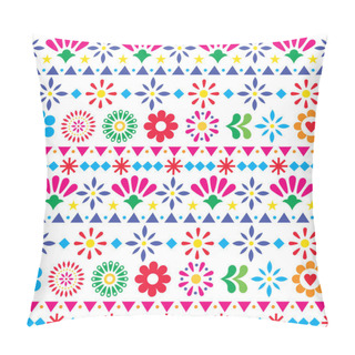 Personality  Mexican Seamless Textile Vector Pattern With Flowers And Abstract Shapes, Floral Folk Art Decoration Pillow Covers