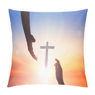 Personality  Jesus Helping Hand ConceptWorld Peace Day Help Hand On Sunset Background Pillow Covers