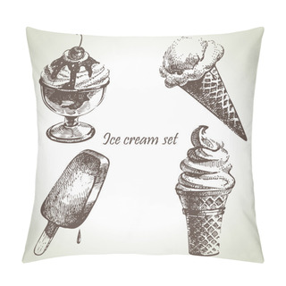 Personality  Ice Cream Set. Hand Drawn Illustrations Pillow Covers