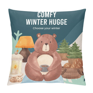 Personality  Instagram Post Template With Winter Hugge Life Concept,watercolor Styl Pillow Covers