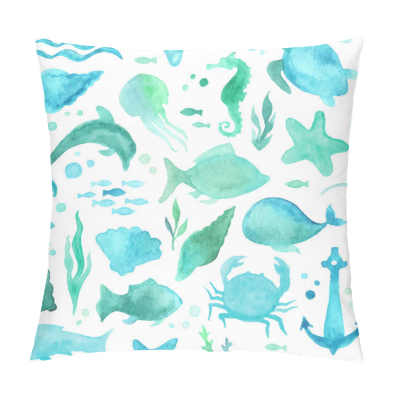 Personality  Seamless watercolor underwater life pattern.  pillow covers