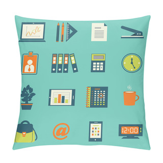 Personality  Business Office Stationery Icons Set Pillow Covers