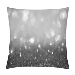 Personality  Silver Glittering Christmas Lights. Blurred Abstract Background Pillow Covers