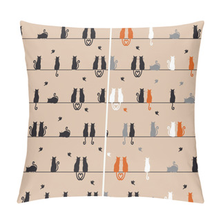 Personality  Cats Seamless Pattern, Vector Pillow Covers