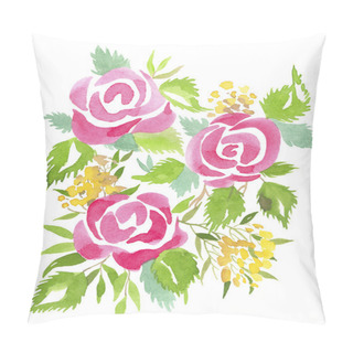 Personality  Yellow Flowers With Leaves On White Background Pillow Covers