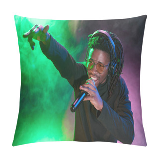 Personality  DJ In Headphones With Microphone Pillow Covers