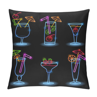 Personality  Neon Tropical Drinks Pillow Covers
