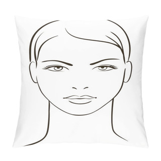 Personality  Young Woman Face Pillow Covers