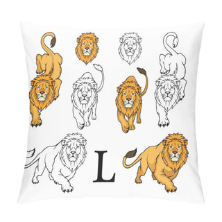 Personality  Set Of Lion Logo.Vector Animal Lion.King Lion Isolated On White Background. Pillow Covers