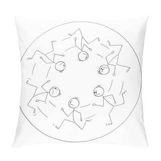 Personality  Persons In Fear Running In Circle Caught Inside, Vector Cartoon Stick Figure Or Character Illustration. Pillow Covers